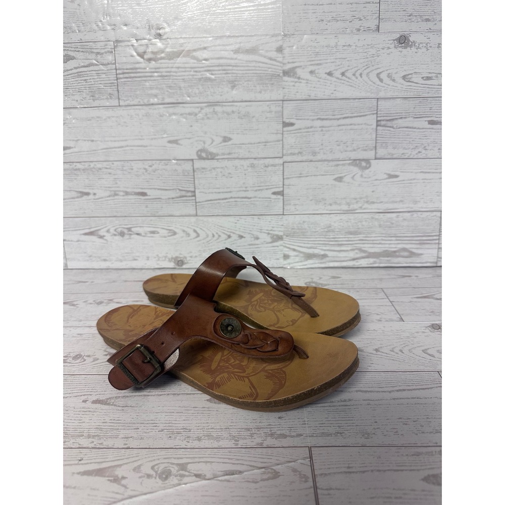 Blowfish Malibu Brown Beach Bohemian Braided T-Strap Thong Sandals Flat Size 6 - Picture 4 of 8